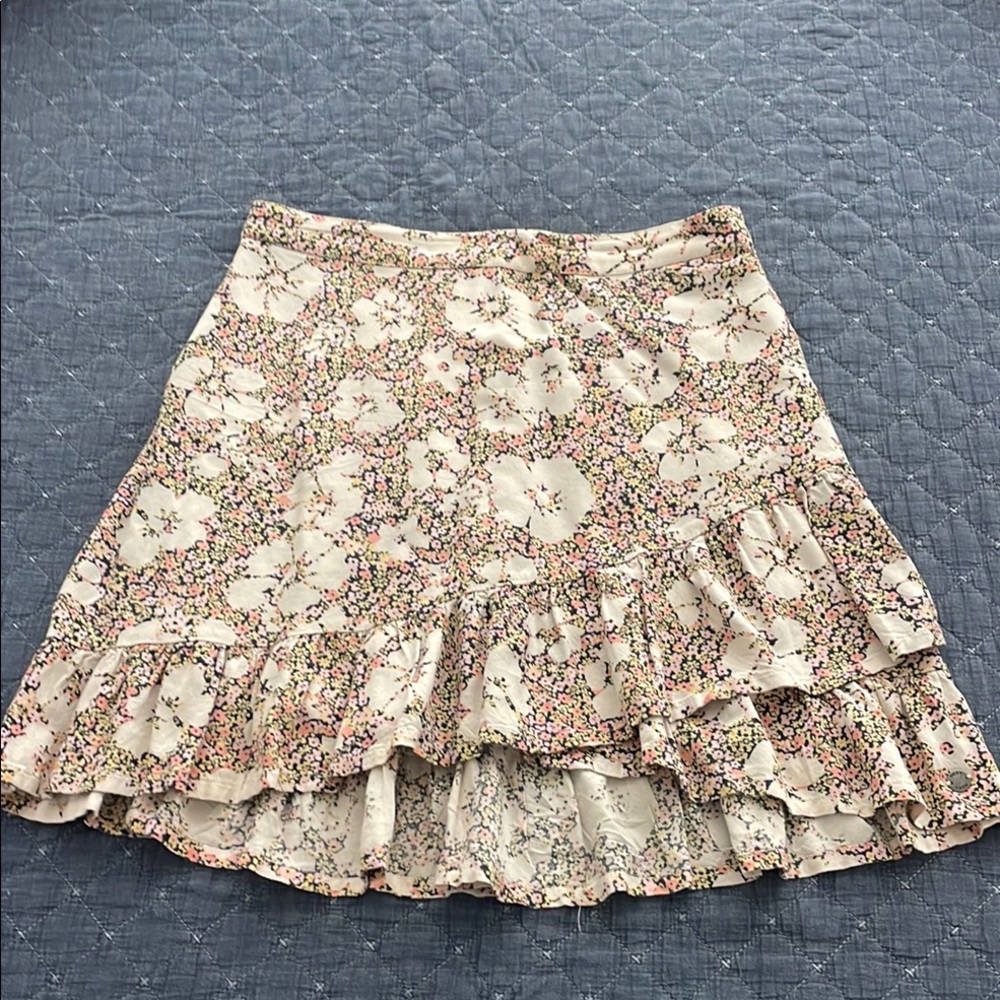 Floral Roxy wrap styled Cream Skirt